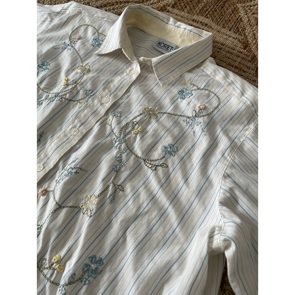 KORET Francisca Floral Embroidered Button Up SZ XL Cotton Blend